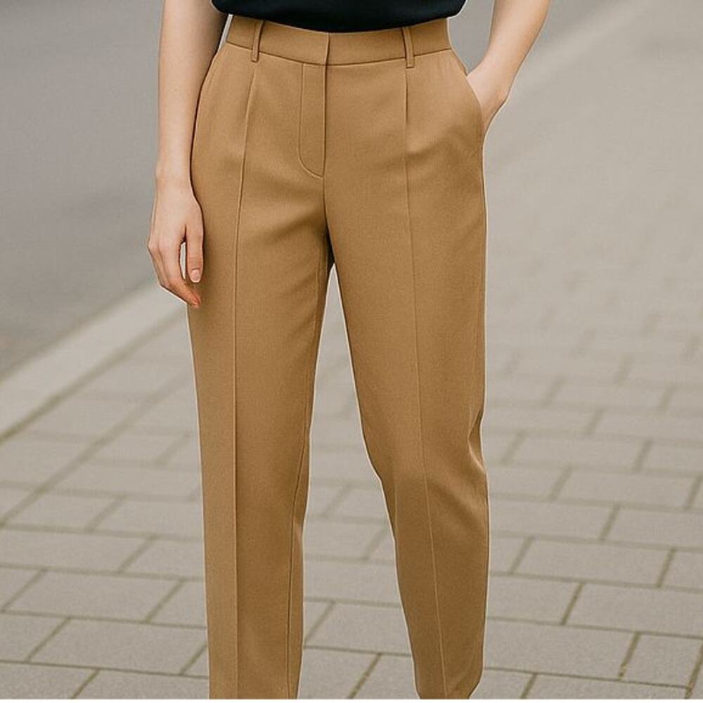 Marella by Max Mara Beige/Gold Soft Slinky Pleated Dress Trousers Size 4